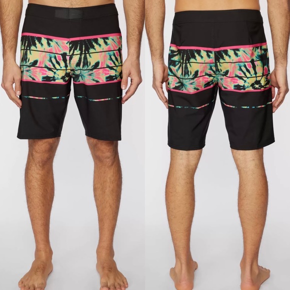 NWT O'Neill "Hyperfreak Hydro Wanderer" Fuschia Tie-Dye 20" Boardshorts Size 28 - Picture 6 of 6